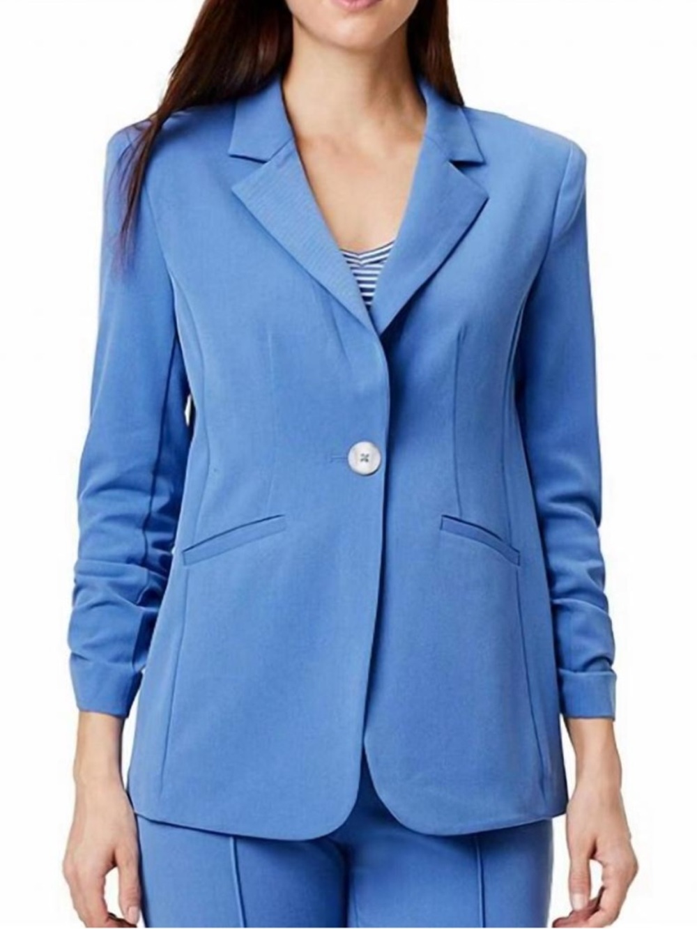 NIC+ZOE Scrunch Sleeve Avenue Jacket Morning Glory Blue 12 NWT S241500